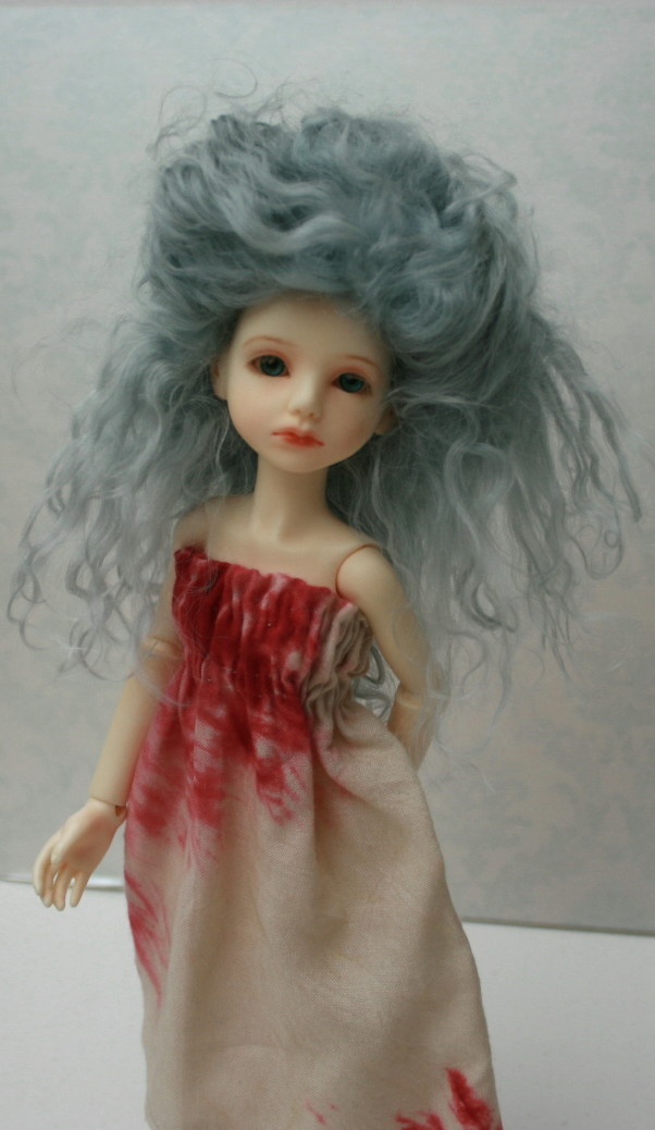 Porceline Blue mohair wig 5"